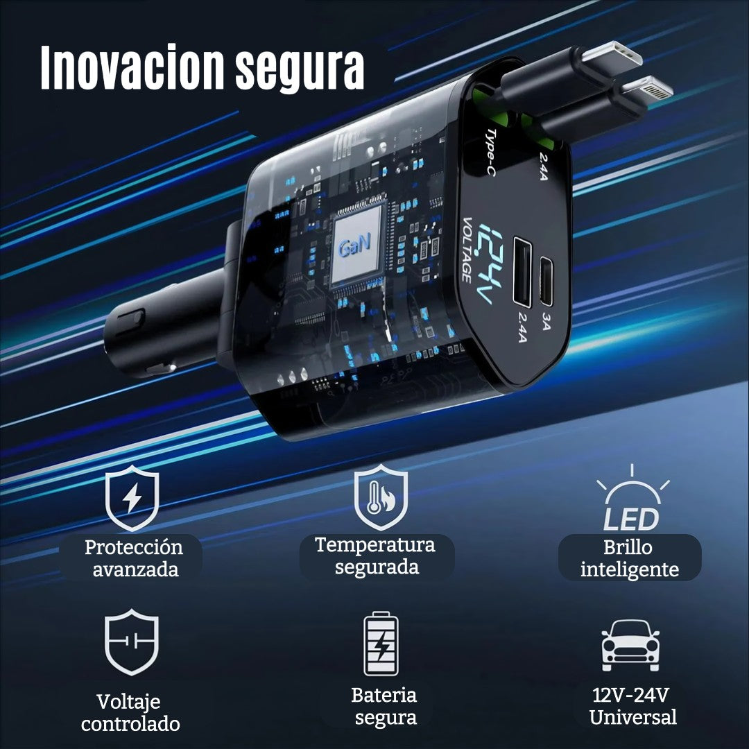 Cargador celular para carro 4 En 1 retráctil