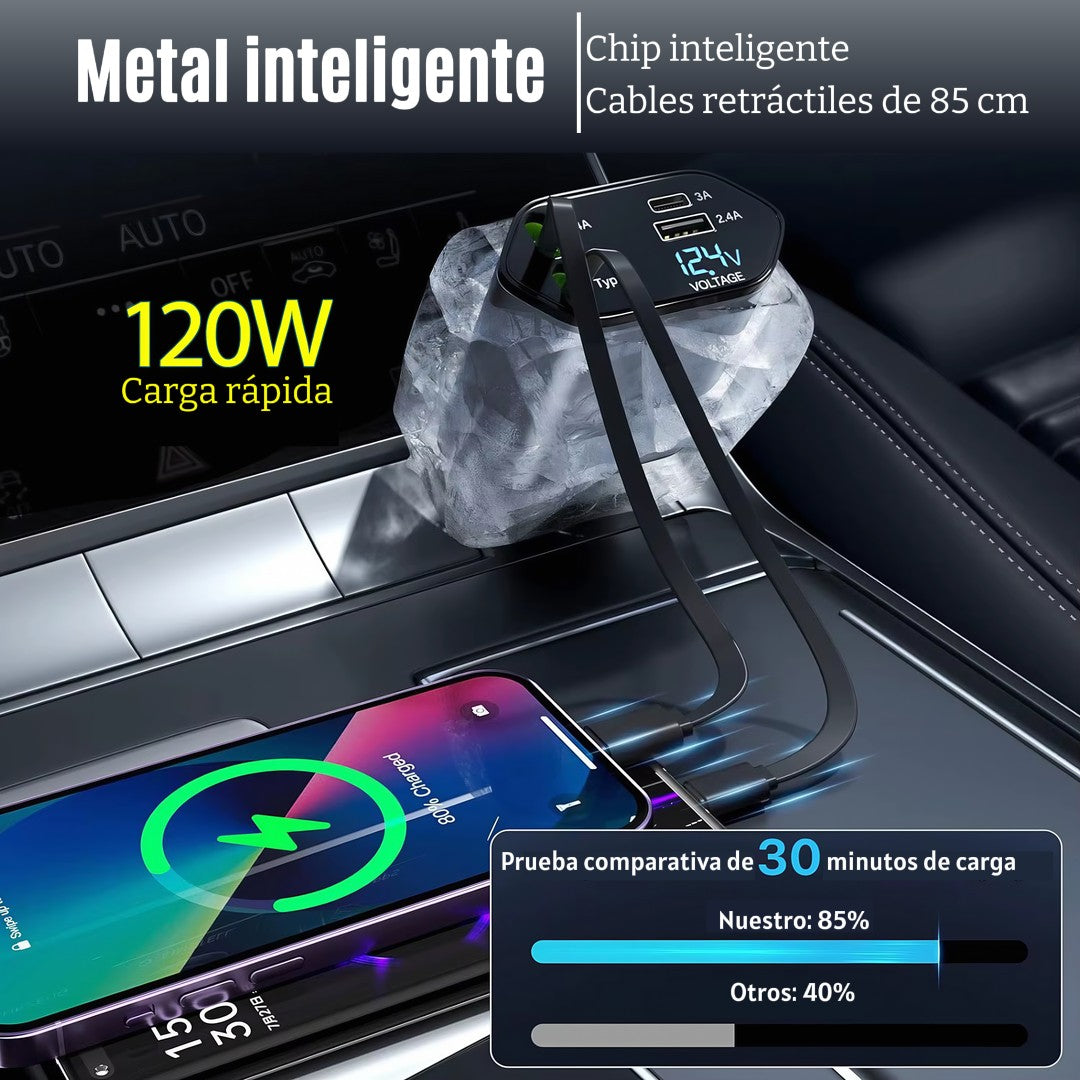 Cargador celular para carro 4 En 1 retráctil