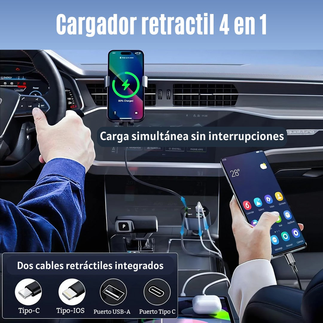 Cargador celular para carro 4 En 1 retráctil