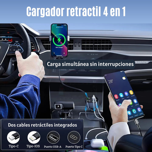 Cargador celular para carro 4 En 1 retráctil